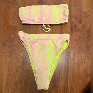 VS Neon Pink and Yellow Snake Print Bikini
